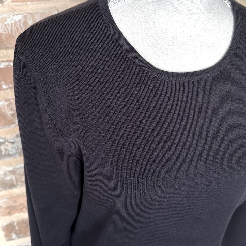 Brooks Brothers Black Silk Blend Crewneck Sweater Timeless Preppy Classic Sz LRG - Picture 3 of 12